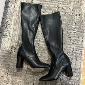 Franco Sarto black leather heel boots size 8.5